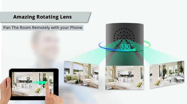 1080P HD WiFi Surveillance Camera Bluetooth Speaker IR Night Vision Motion Activated Security Live View, 330 Degree Panning